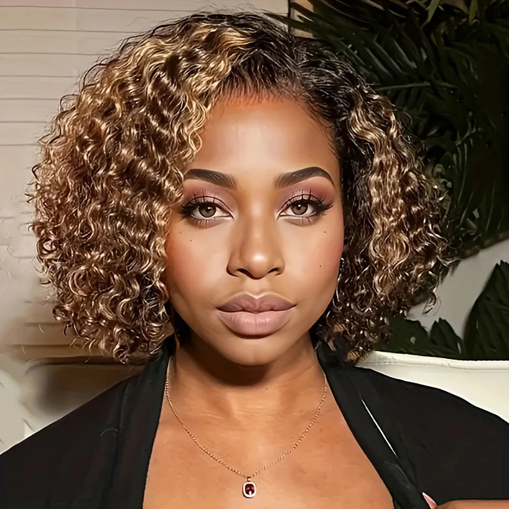 Throw On & Go | Honey Brown Highlight Water Wave Glueless HD Lace 13x4 Frontal Wig