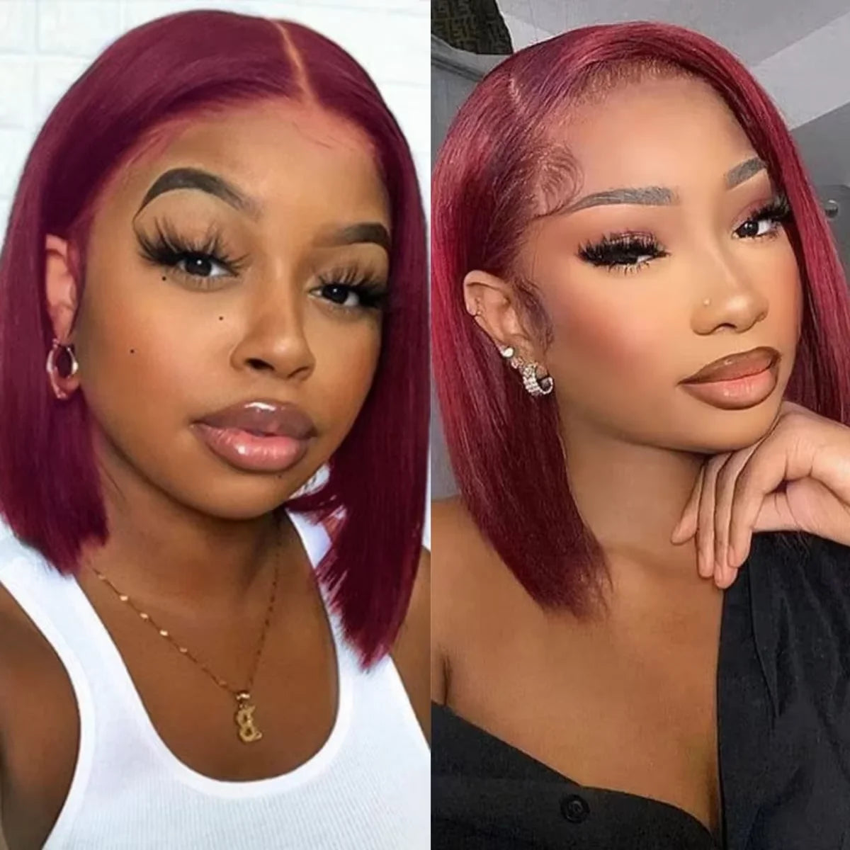 Bold & Beautiful | Burgundy 99J Glueless HD Lace 13x4 Frontal Monna Human Hair Bundles Wig