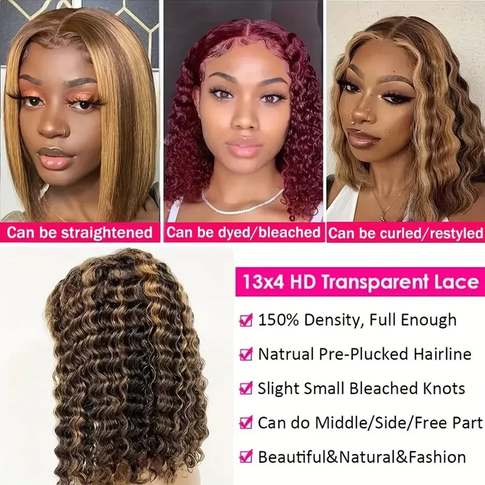 Wear & Go | Honey Brown Highlight 250% High Density Deep Wave Glueless HD Lace 13x4 Frontal Wig