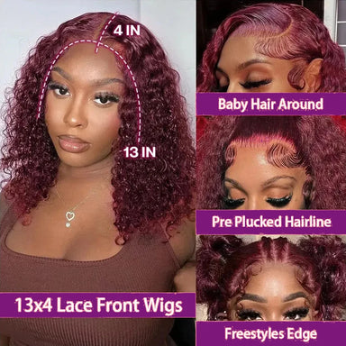 Effortless Waves | Burgundy 99J Water Wave Glueless HD Lace 13x4 Frontal Wig Pre-Cut