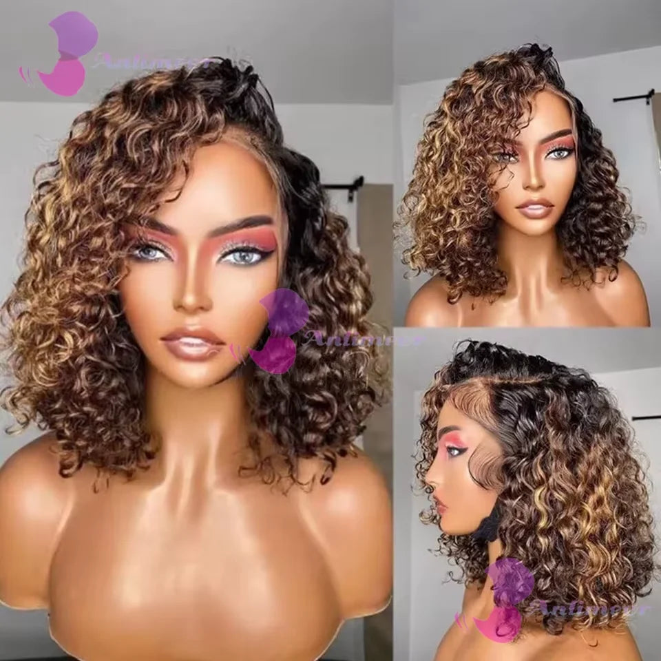 Big Curl Energy | Brown Highlight Kinky Curly Glueless HD Lace 13x6 Frontal Wig