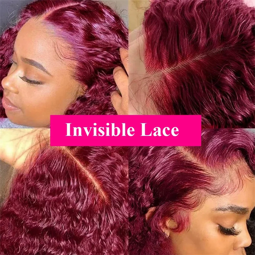 Effortless Waves | Burgundy 99J Water Wave Glueless HD Lace 13x4 Frontal Wig by Pearl Girl