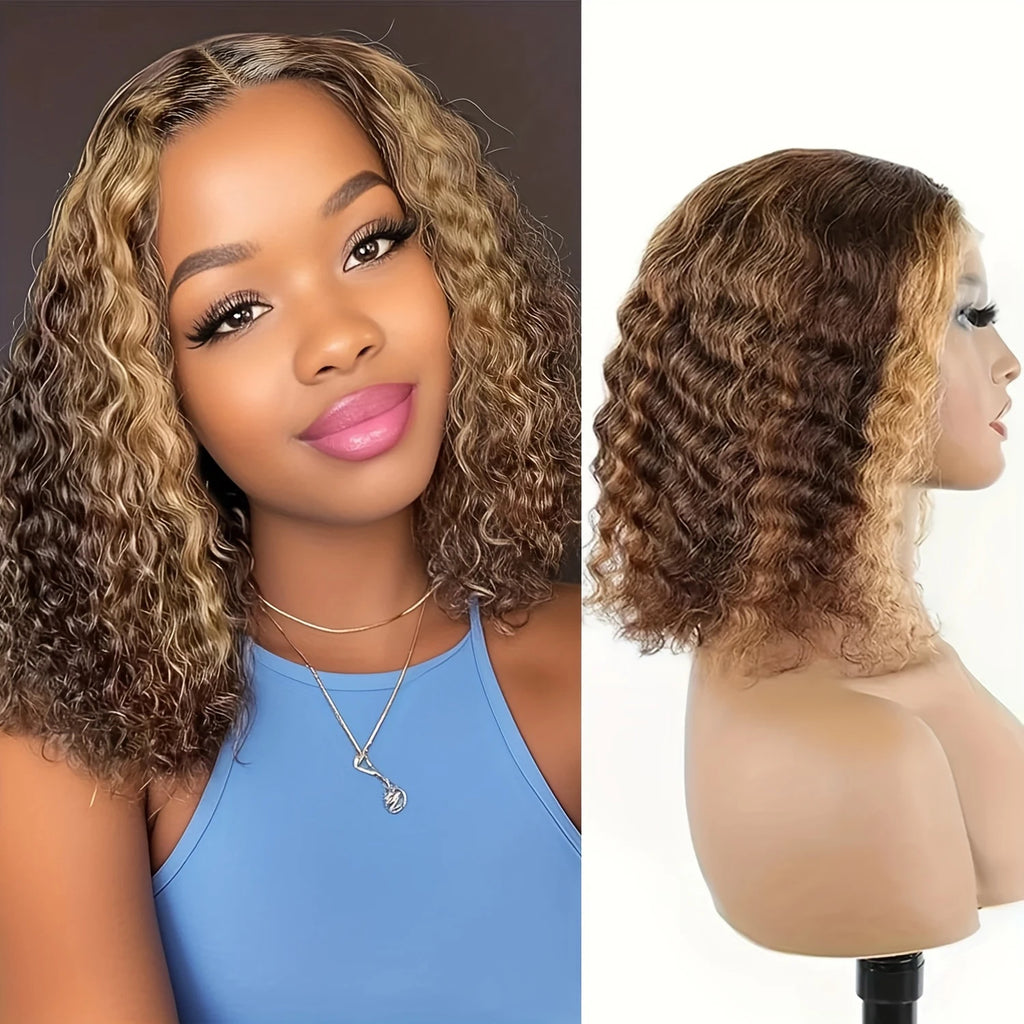 Throw On & Go | Honey Brown Highlight Water Wave Glueless HD Lace 13x4 Frontal Wig
