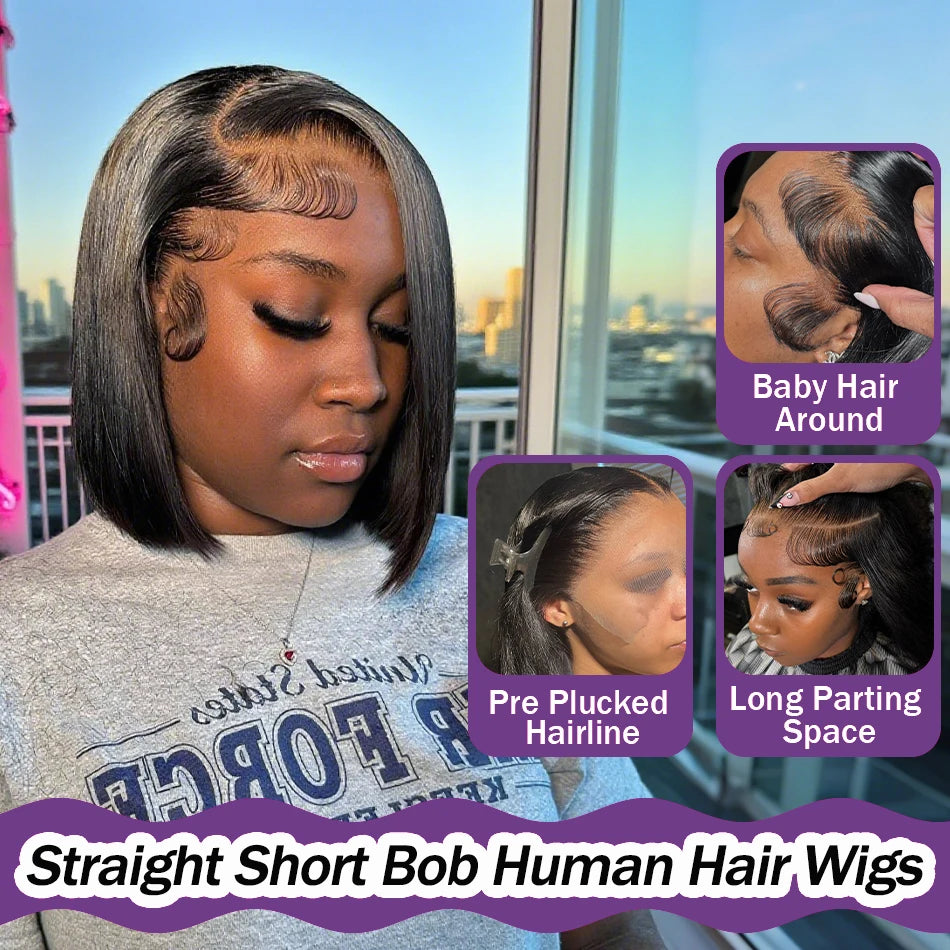 Short & Sassy | 200% Density Bob Glueless HD Lace 13x4 Frontal Bob Wig Pre-Cut · 7901
