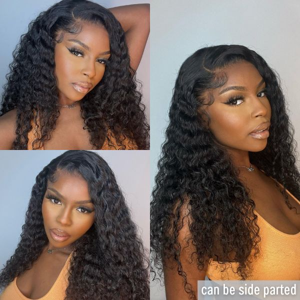 Halo Hair Style Gorgeous Deep Wave Full Hair Glueless 13x4 Frontal Undetectable HD Lace Long Wig 100% Human Hair