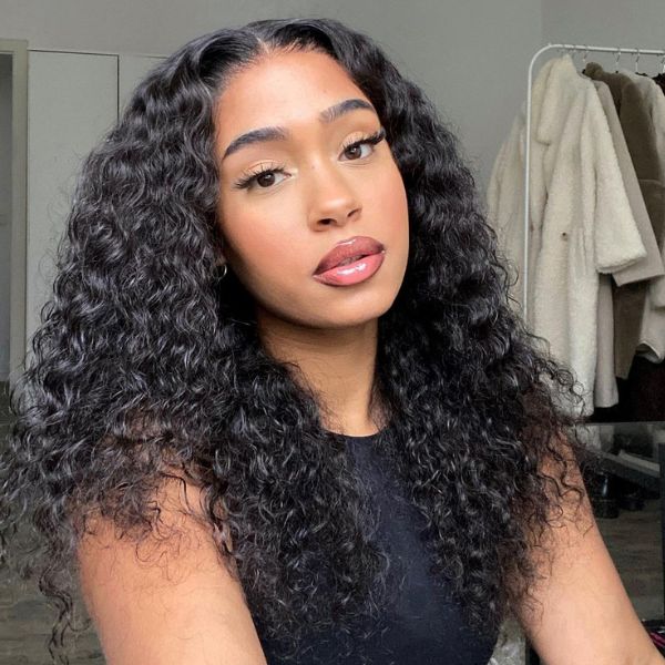 Halo Hair Style Gorgeous Deep Wave Full Hair Glueless 13x4 Frontal Undetectable HD Lace Long Wig 100% Human Hair