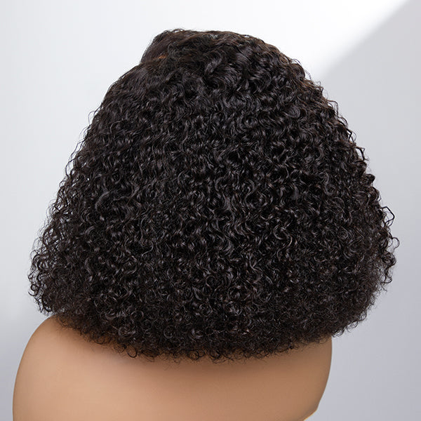 Full Kinky Curly 5x5 Closure HD Lace Glueless Side Part Neck Length Wig 100% Human Hair - US Only