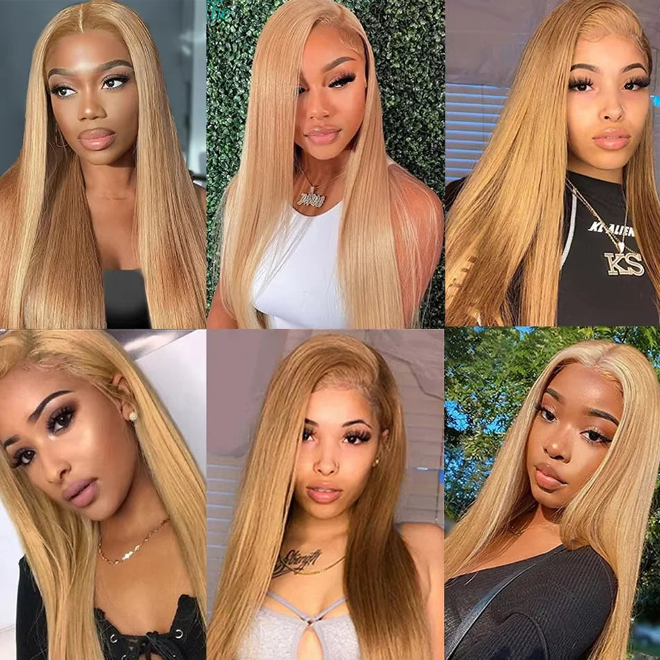 Sleek & Smooth | Honey Brown Highlight 200% Density Straight Glueless HD Lace 13x6 Frontal Wig