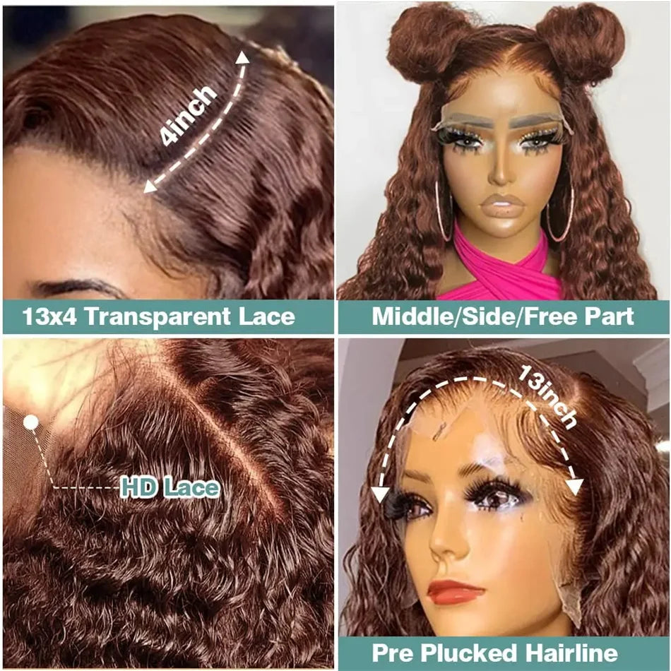 Effortless Waves | Chocolate Brown Water Wave Glueless HD Lace 13x6 Frontal Wig
