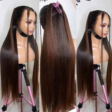 Polished Look | Ombre Brown Straight Glueless HD Lace 13x6 Frontal Wig Pre-Cut