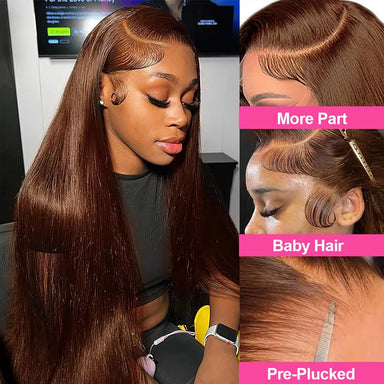 Classic Silk | Chocolate Brown Straight Glueless HD Lace 13x6 Frontal Wig by ShineEase