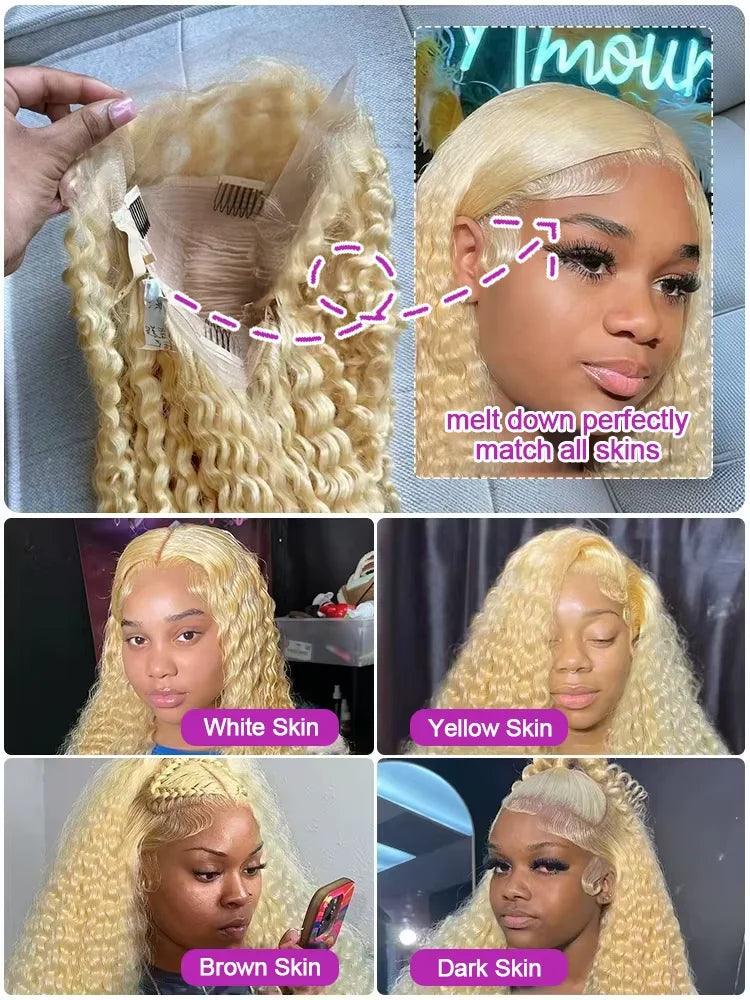 Ready To Wear | 613 Blonde 250% High Density Deep Wave Glueless HD Lace 13x6 Frontal Wig Pre-Cut