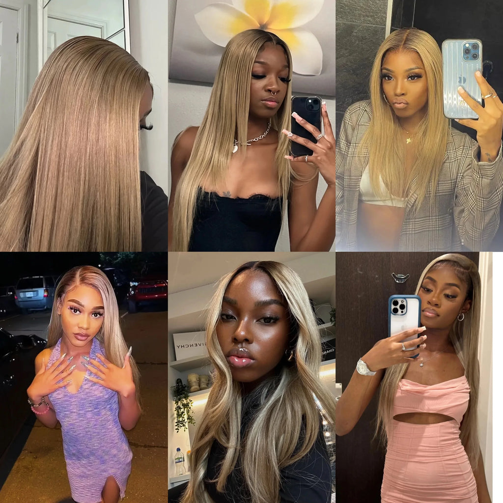 Sleek & Smooth | Ash Blonde Ombre Straight Glueless HD Lace 13x6 Frontal Wig — Best Seller
