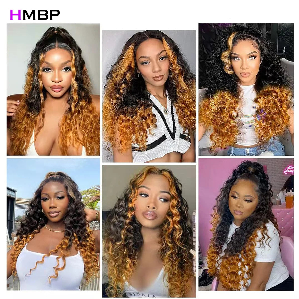 Ready To Wear | Honey Brown Highlight Deep Wave Glueless HD Lace 13x6 Frontal Wig by HMBP