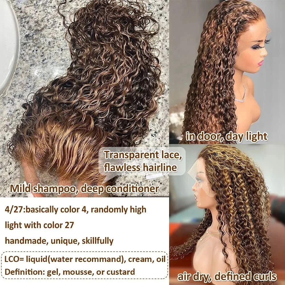 Throw On & Go | Honey Brown Highlight Deep Wave Glueless HD Lace 13x6 Frontal Wig by SilkyConfidence
