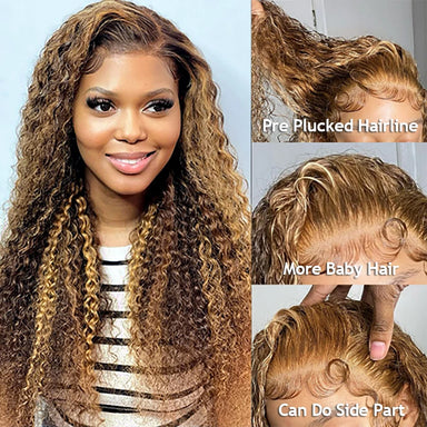 Wear & Go | Honey Brown Highlight Deep Wave Glueless HD Lace 13x4 Frontal Wig