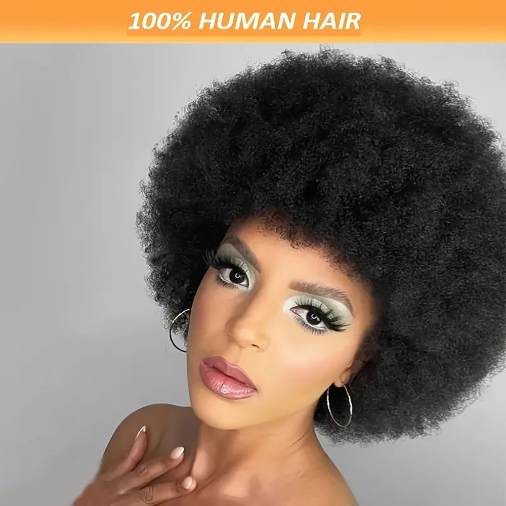 Natural Kinks | Kinky Curly Glueless HD Lace 13x4 Frontal OYMHAIR-Q01 Wig Pre-Cut