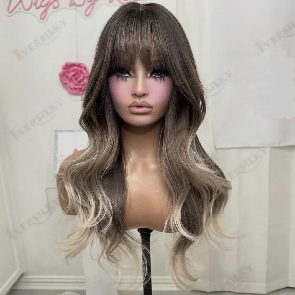 Flowy Waves | Brown Highlight Loose Wave Glueless HD Lace 13x6 Frontal Wig