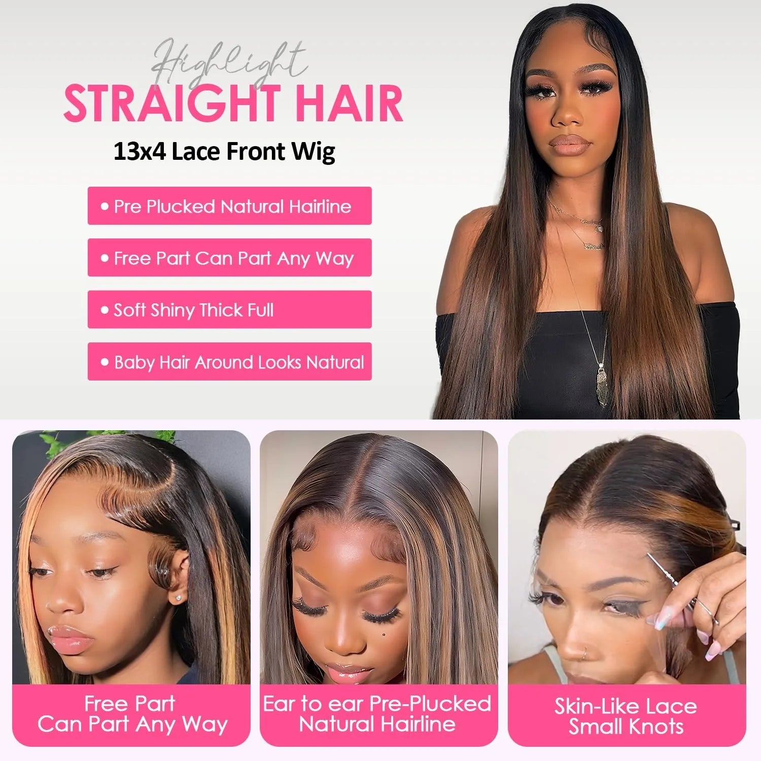 Sun-Kissed | Brown Highlight Glueless HD Lace 13x4 Frontal Wig