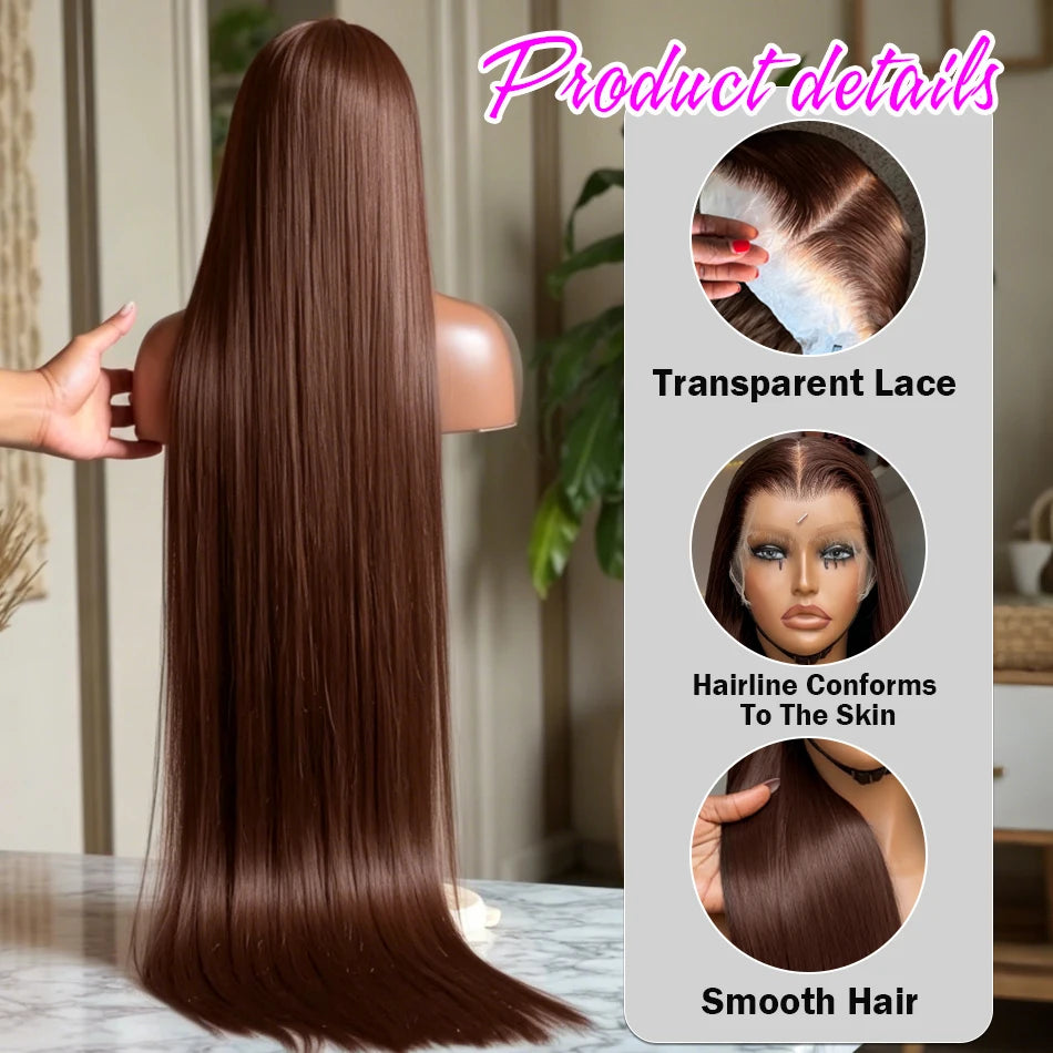 Polished Look | Chocolate Brown Straight Glueless HD Lace 13x6 Frontal Wig Pre-Cut
