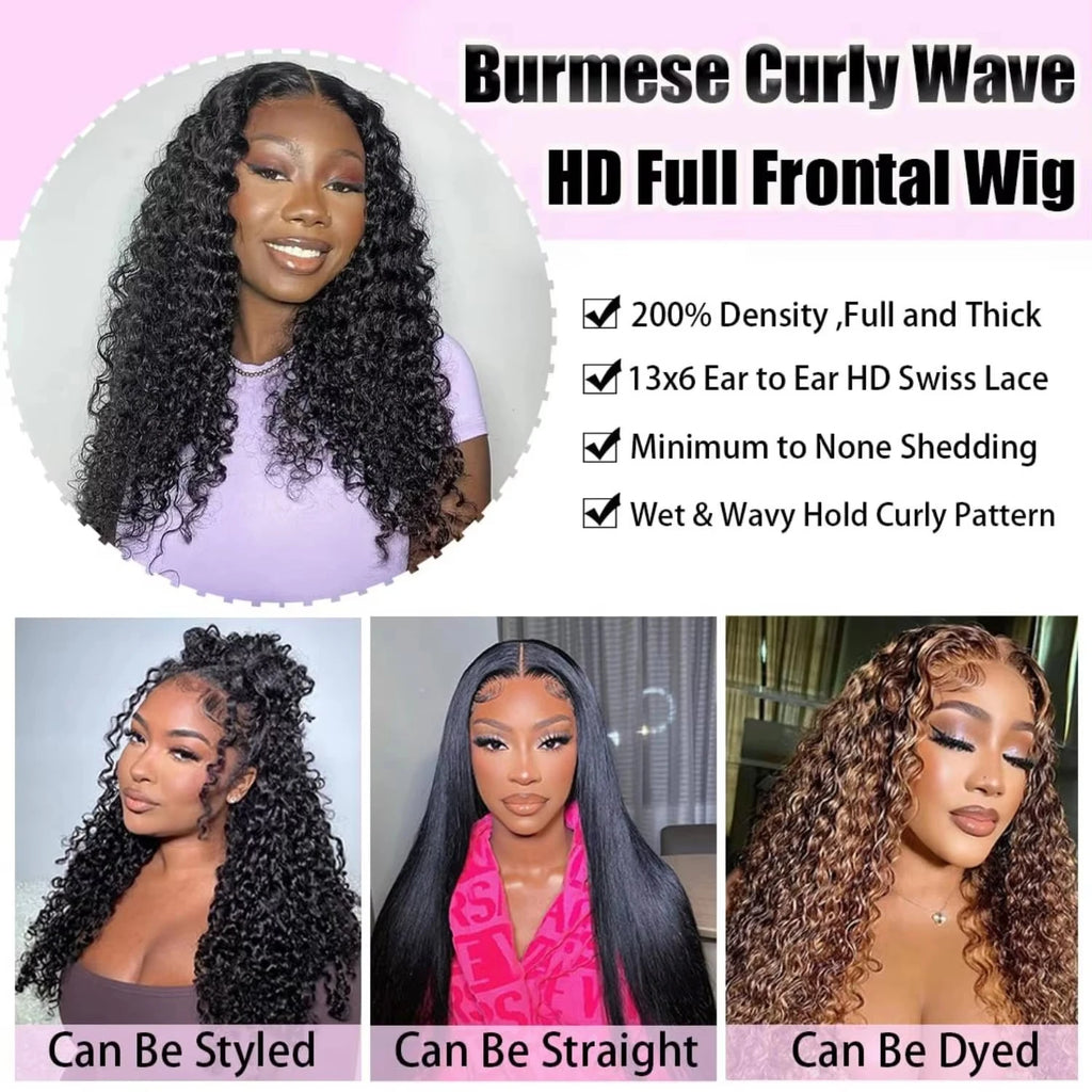 Big Curl Energy | 250% High Density Kinky Curly Glueless HD Lace 13x6 Frontal Wig Pre-Cut — Best Seller