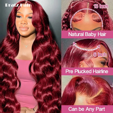 Statement Look | Burgundy 99J Glueless HD Lace 13x6 Frontal Wig by Muybien