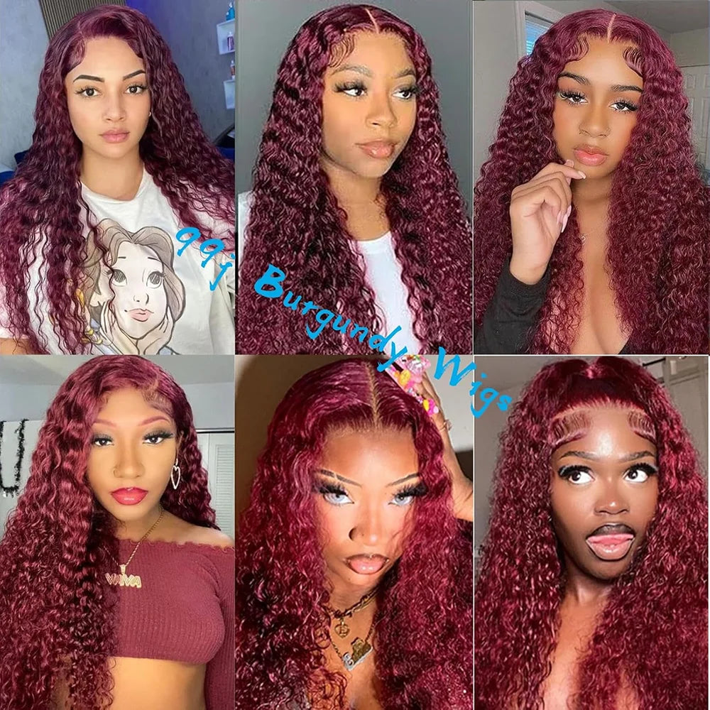 Curl Goals | Burgundy 99J 220% Density Kinky Curly Glueless HD Lace 13x6 Frontal Wig