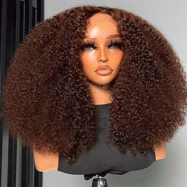 Natural Kinks | Chocolate Brown 450% Super Density Kinky Curly Glueless HD Lace 13x6 Frontal Wig