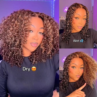 Big Curl Energy | Honey Brown Highlight Kinky Curly Glueless HD Lace 7x5 Closure Wig