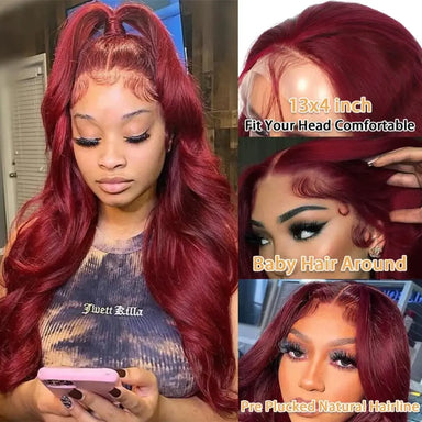 Wear & Go | Burgundy 99J Deep Wave Glueless HD Lace 13x6 Frontal Wig
