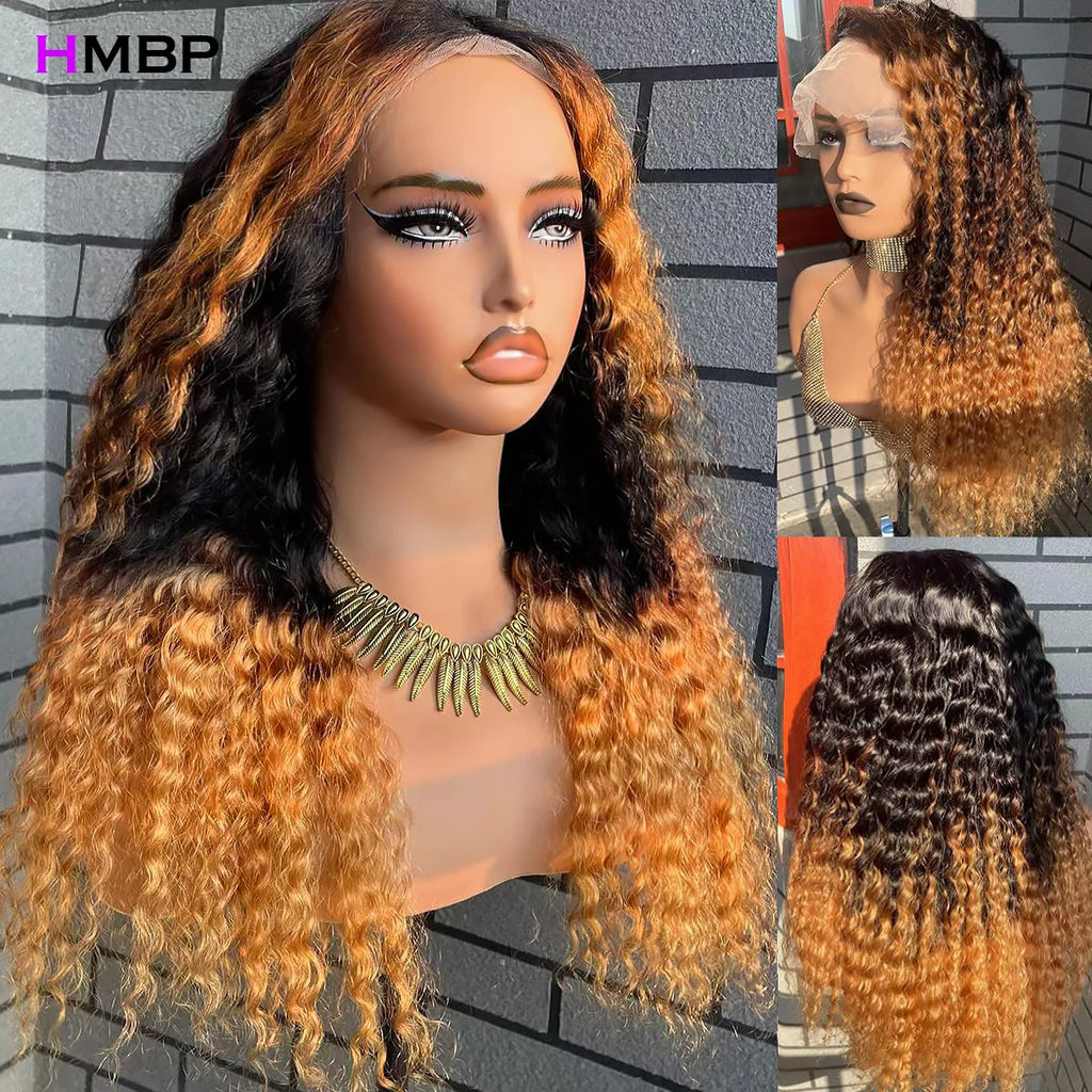 Ready To Wear | Honey Brown Highlight Deep Wave Glueless HD Lace 13x6 Frontal Wig by HMBP