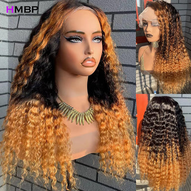 Ready To Wear | Honey Brown Highlight Deep Wave Glueless HD Lace 13x6 Frontal Wig by HMBP