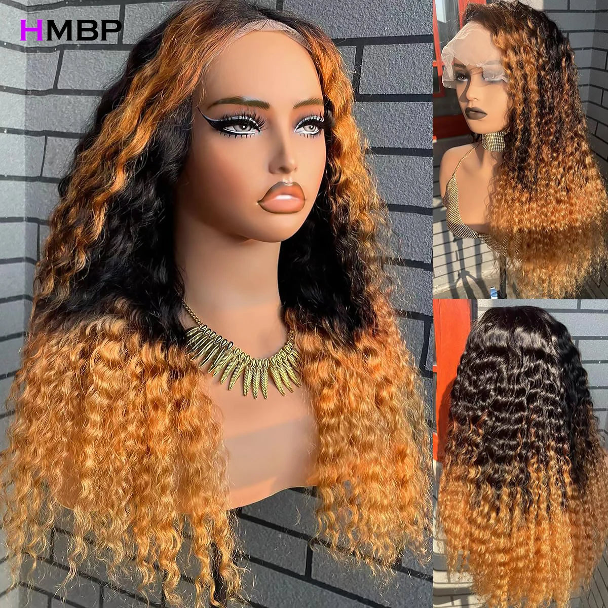Ready To Wear | Honey Brown Highlight Deep Wave Glueless HD Lace 13x6 Frontal Wig by HMBP