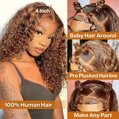 Wear & Go | Brown Highlight Water Wave Glueless HD Lace 13x4 Frontal Wig by SilkyConfidence