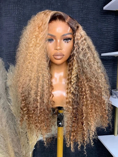 Big Curl Energy | Honey Brown Highlight Kinky Curly Glueless HD Lace 13x6 Frontal Wig