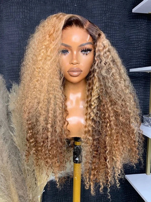 Big Curl Energy | Honey Brown Highlight Kinky Curly Glueless HD Lace 13x6 Frontal Wig