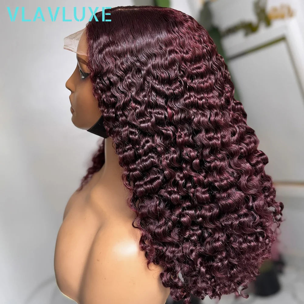 Throw On & Go | Burgundy 99J 400% Super Density Deep Wave Glueless HD Lace 13x6 Frontal Wig