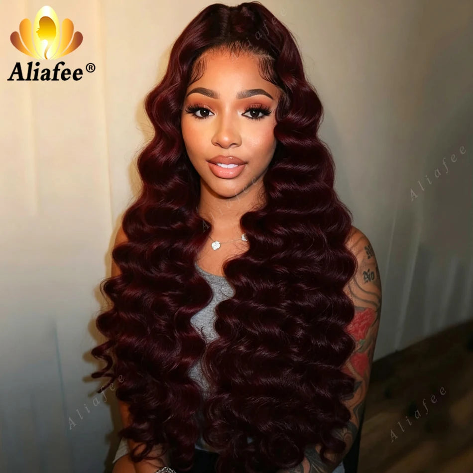 Wear & Go | Burgundy 99J Deep Wave Glueless HD Lace 13x6 Frontal Wig Pre-Cut
