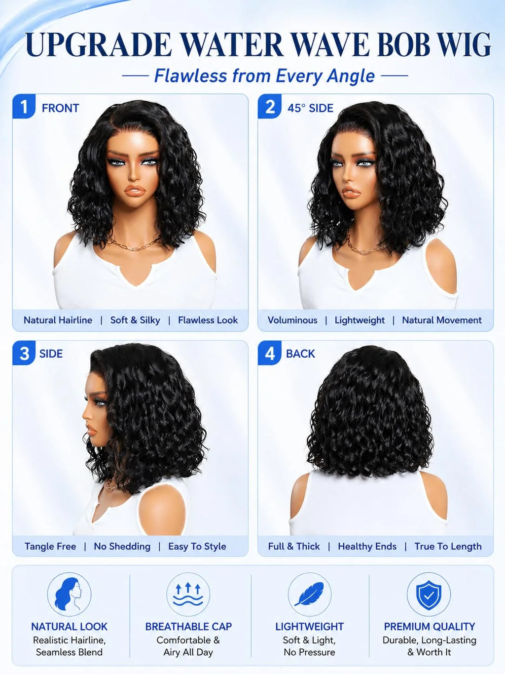 Throw On & Go | 250% High Density Water Wave Glueless HD Lace 13x4 Frontal Wig