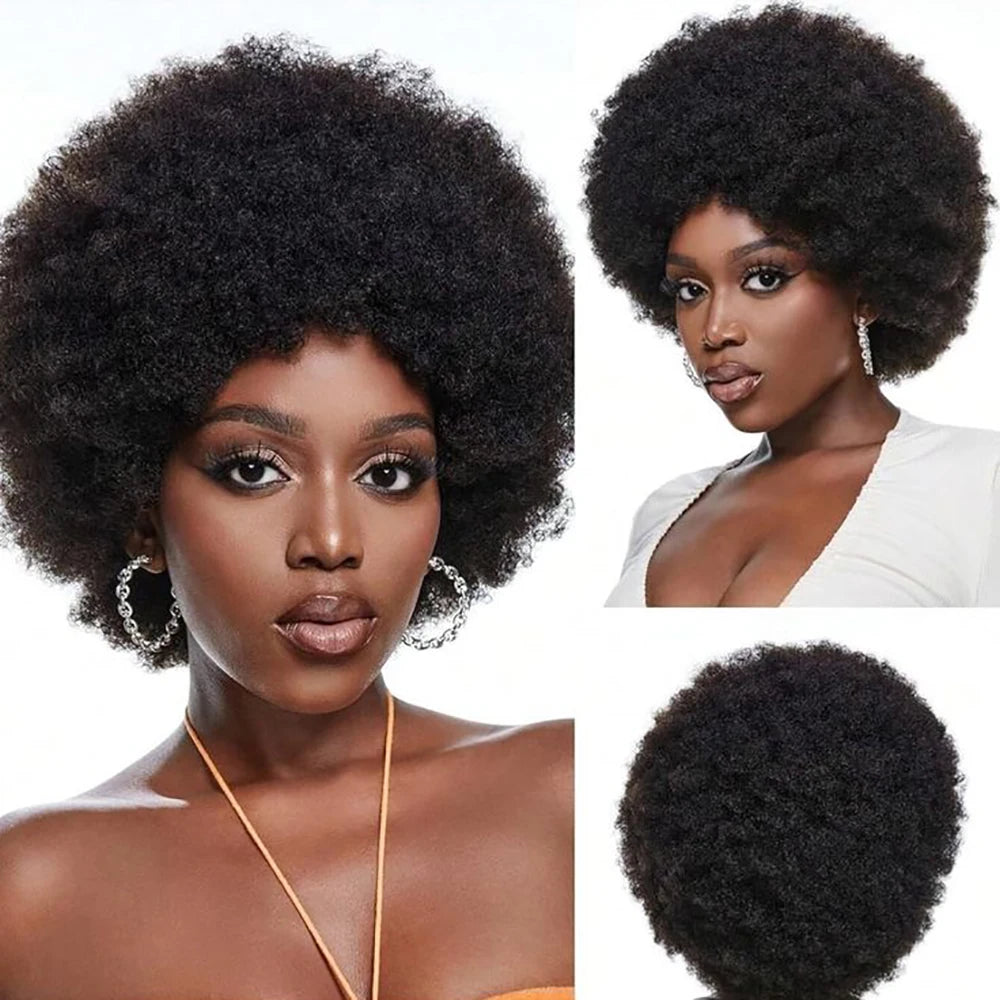 Natural Kinks | Kinky Curly Glueless HD Lace 13x4 Frontal OYMHAIR-Q01 Wig Pre-Cut