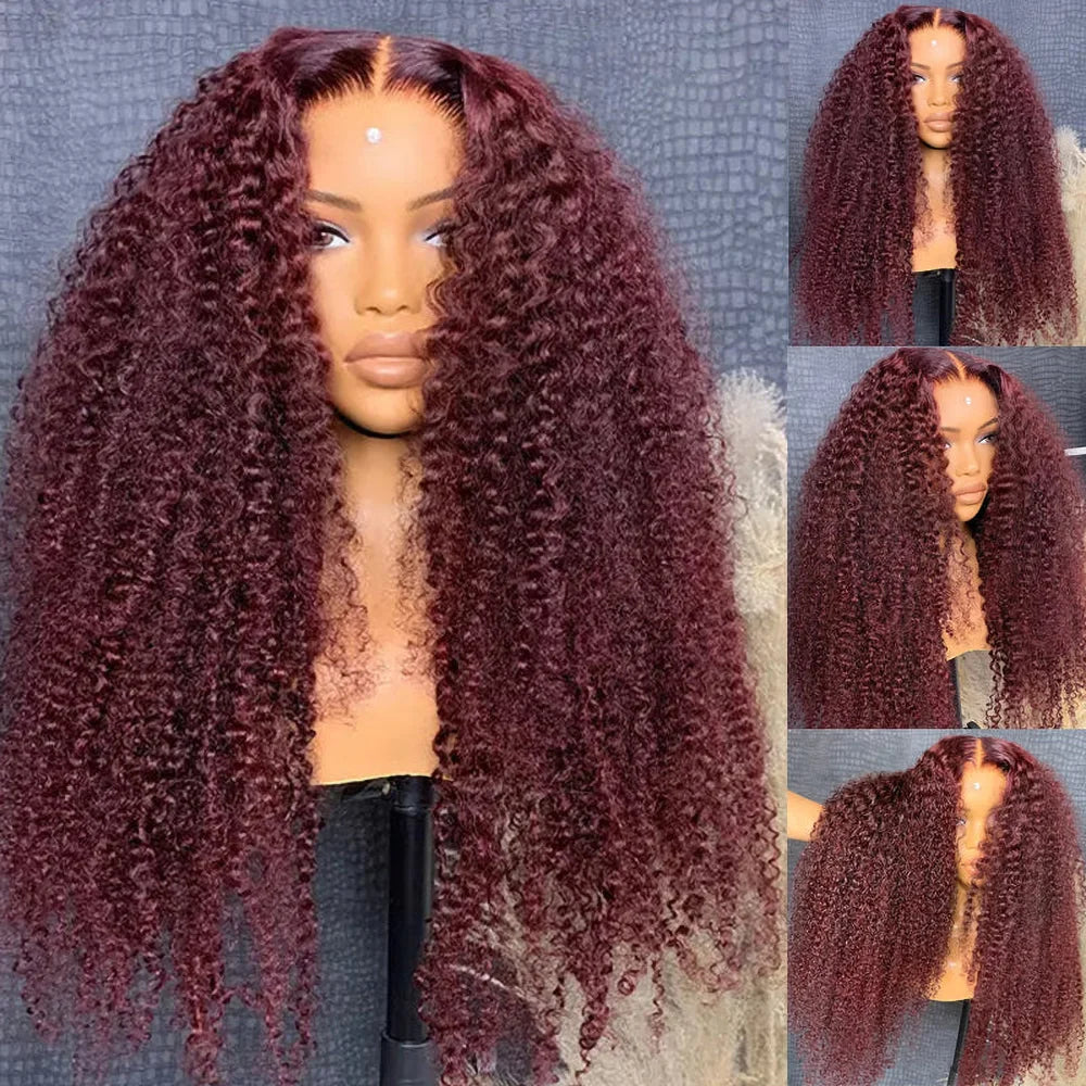 Curl Goals | Burgundy 99J 220% Density Kinky Curly Glueless HD Lace 13x6 Frontal Wig