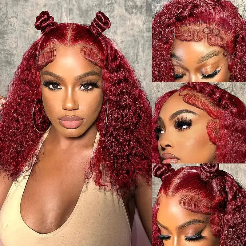 Throw On & Go | Burgundy 99J Deep Wave Glueless HD Lace 13x4 Frontal Wig by AiRuiHairAll