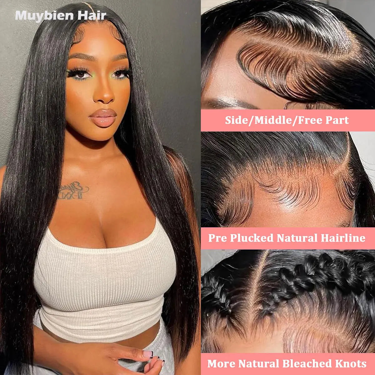 Sleek & Smooth | Straight Glueless HD Lace 13x6 Frontal Wig by Muybien