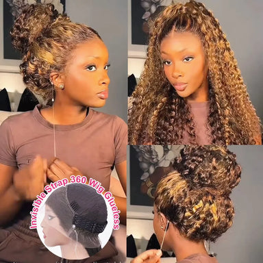 Throw On & Go | Honey Brown Highlight Water Wave Glueless HD Lace 13x6 Frontal Wig