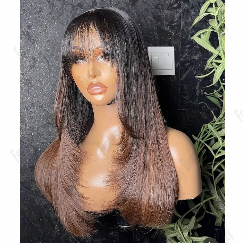 Polished Look | Ombre Brown Straight Glueless HD Lace 13x6 Frontal fantasy beauty Hair Wig
