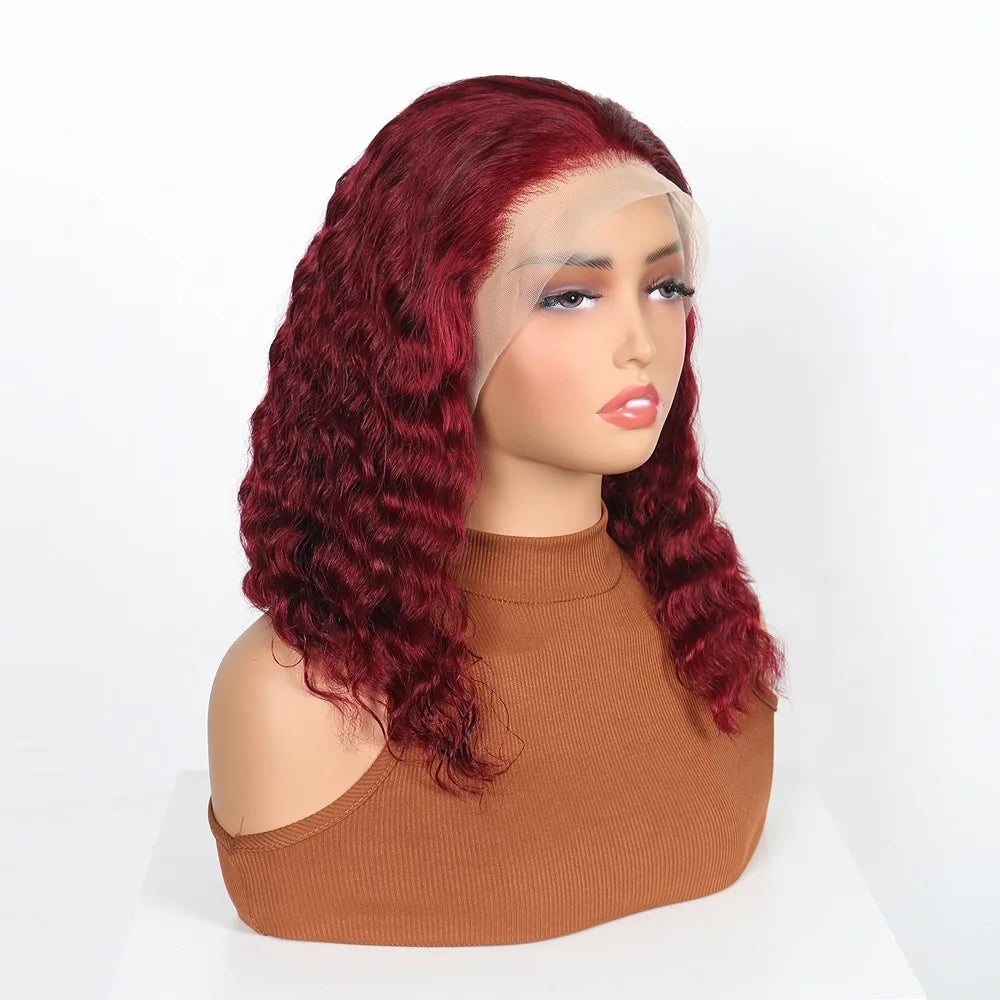 Throw On & Go | Burgundy 99J Deep Wave Glueless HD Lace 13x4 Frontal Wig