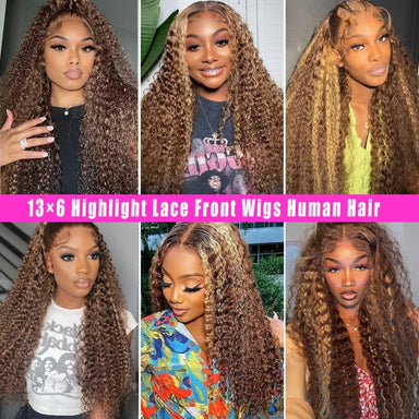 Wear & Go | Honey Brown Highlight Deep Wave Glueless HD Lace 13x6 Frontal Wig by Afybea GlowHair