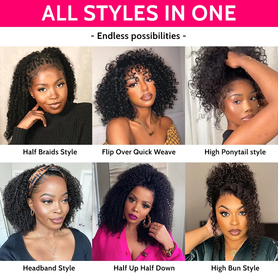 Big Curl Energy | 250% High Density Kinky Curly Glueless HD Lace Wig by Headband