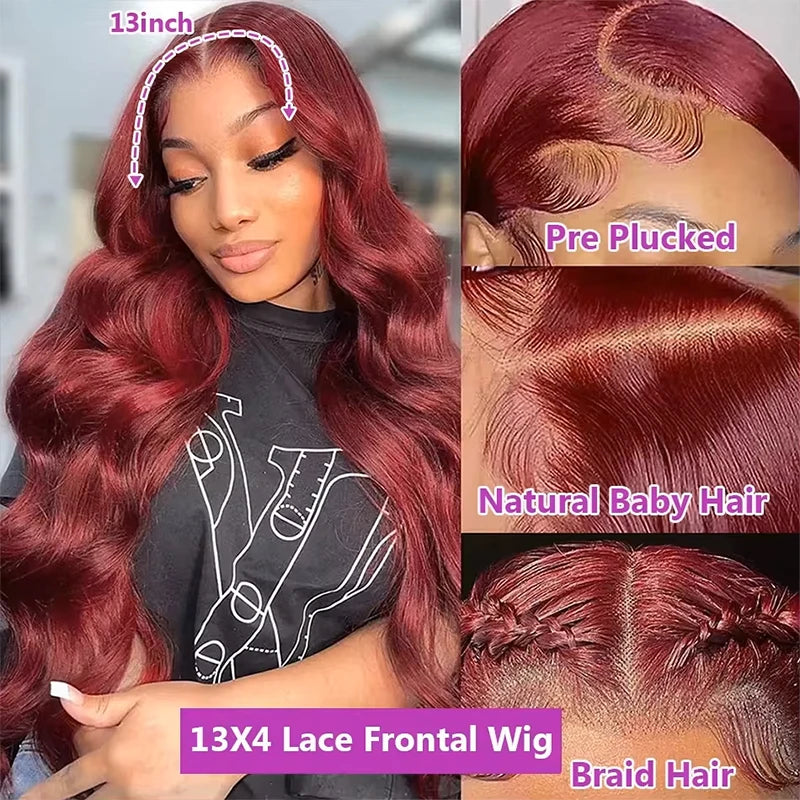 Flowy Waves | Burgundy 99J 220% Density Loose Wave Glueless HD Lace 13x6 Frontal Wig