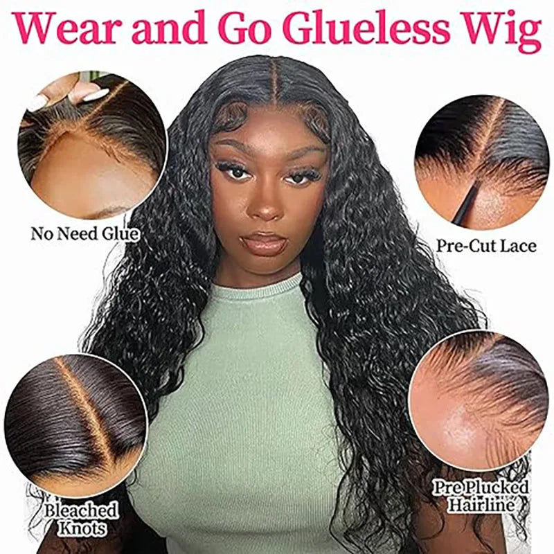 Throw On & Go | Water Wave Glueless HD Lace 7x5 Closure Wig Pre-Cut
